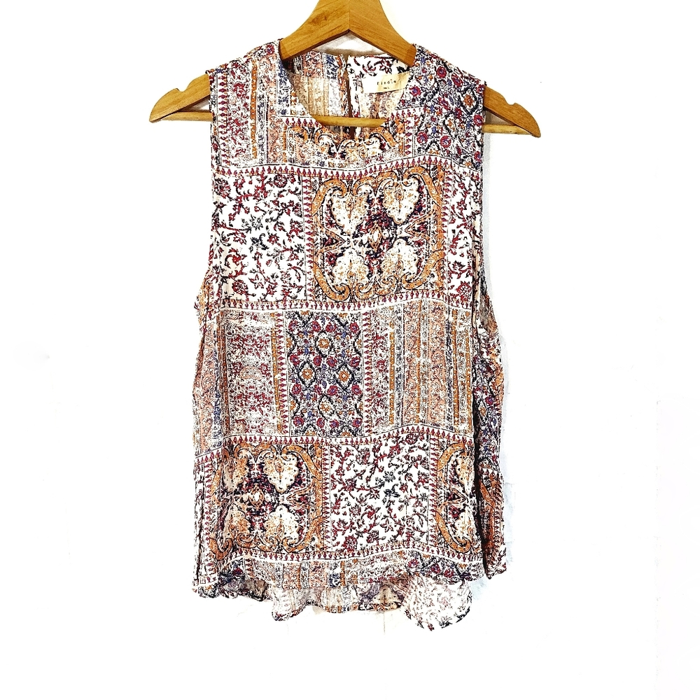 Elodie Paisley Block Print Sleeveless Top // Large